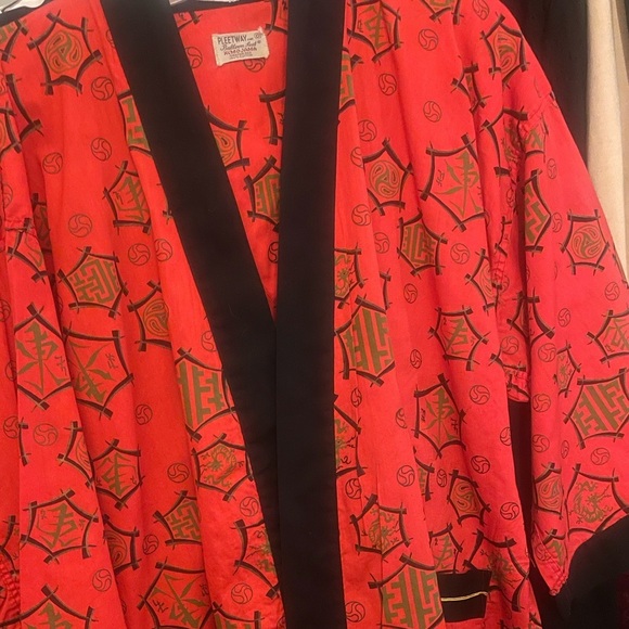 Pleetway Vintage Bold Red & Black Asian Designed (Size 13/14) Kimono Pajama Set - Picture 12 of 14